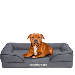 The Dog’s Bed Egg Crate Foam Dog Bed with Standard Support with Bolster (Grey with Black Trim)
