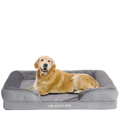 The Dog’s Bed Egg Crate Foam Dog Bed with Standard Support with Bolster (Silver Grey Plush)