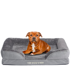 The Dog’s Bed Egg Crate Foam Dog Bed with Standard Support with Bolster (Silver Grey Plush)