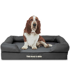 The Dog’s Bed Orthopaedic Memory Foam Dog Bed with Bolster & Enhanced Support, Waterproof, Supportive Dog Bed with Replaceable Covers, Veterinary Approved (Grey with Black Trim)