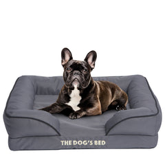 The Dog’s Bed Egg Crate Foam Dog Bed with Standard Support with Bolster (Grey with Black Trim)