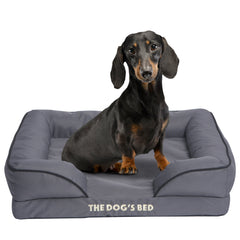 The Dog’s Bed Egg Crate Foam Dog Bed with Standard Support with Bolster (Grey with Black Trim)