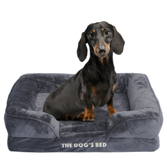 The Dog’s Bed Egg Crate Foam Dog Bed with Standard Support with Bolster (Grey Plush)