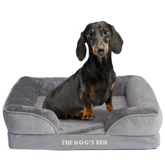 The Dog’s Bed Egg Crate Foam Dog Bed with Standard Support with Bolster (Silver Grey Plush)