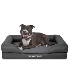 The Dog’s Bed Orthopaedic Memory Foam Dog Bed with Bolster & Enhanced Support, Waterproof, Supportive Dog Bed with Replaceable Covers, Veterinary Approved (Grey with Black Trim)