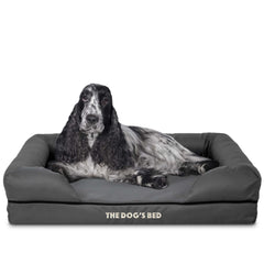 The Dog’s Bed Orthopaedic Memory Foam Dog Bed with Bolster & Enhanced Support, Waterproof, Supportive Dog Bed with Replaceable Covers, Veterinary Approved (Grey with Black Trim)