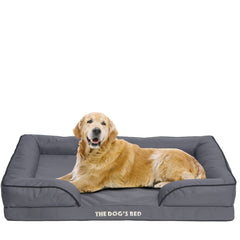 The Dog’s Bed Egg Crate Foam Dog Bed with Standard Support with Bolster (Grey with Black Trim)
