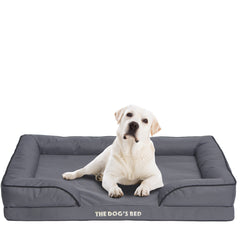 The Dog’s Bed Egg Crate Foam Dog Bed with Standard Support with Bolster (Grey with Black Trim)