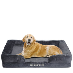The Dog’s Bed Egg Crate Foam Dog Bed with Standard Support with Bolster (Grey Plush)