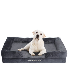 The Dog’s Bed Egg Crate Foam Dog Bed with Standard Support with Bolster (Grey Plush)