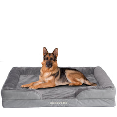 The Dog’s Bed Egg Crate Foam Dog Bed with Standard Support with Bolster (Silver Grey Plush)