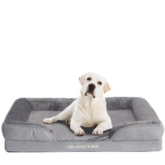 The Dog’s Bed Egg Crate Foam Dog Bed with Standard Support with Bolster (Silver Grey Plush)