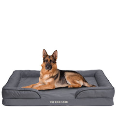 The Dog’s Bed Egg Crate Foam Dog Bed with Standard Support with Bolster (Grey with Black Trim)
