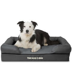 The Dog’s Bed Orthopaedic Memory Foam Dog Bed with Bolster & Enhanced Support, Waterproof, Supportive Dog Bed with Replaceable Covers, Veterinary Approved (Grey with Black Trim)