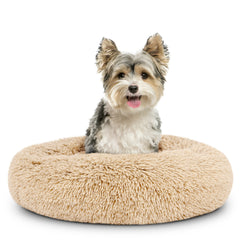 The Dog’s Bed Sound Sleep Nest Bed, Donut Dog Bed, Supportive Dog Bed Covers, Veterinary Approved (Beige)