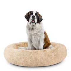 The Dog’s Bed Sound Sleep Nest Bed, Donut Dog Bed, Supportive Dog Bed Covers, Veterinary Approved (Beige)