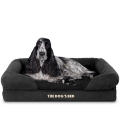 The Dog’s Bed Orthopaedic Memory Foam Dog Bed with Bolster & Enhanced Support, Waterproof, Supportive Dog Bed with Replaceable Covers, Veterinary Approved (Black Plush)