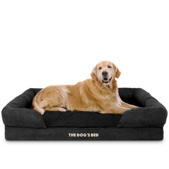 The Dog’s Bed Orthopaedic Memory Foam Dog Bed with Bolster & Enhanced Support, Waterproof, Supportive Dog Bed with Replaceable Covers, Veterinary Approved (Black Plush)