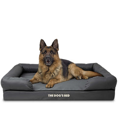 The Dog’s Bed Orthopaedic Memory Foam Dog Bed with Bolster & Enhanced Support, Waterproof, Supportive Dog Bed with Replaceable Covers, Veterinary Approved (Grey with Black Trim)