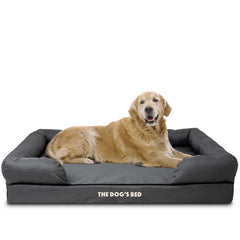 The Dog’s Bed Orthopaedic Memory Foam Dog Bed with Bolster & Enhanced Support, Waterproof, Supportive Dog Bed with Replaceable Covers, Veterinary Approved (Grey with Black Trim)