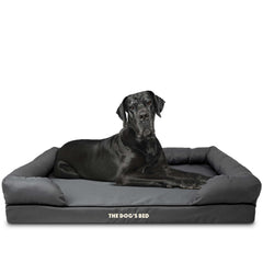 The Dog’s Bed Orthopaedic Memory Foam Dog Bed with Bolster & Enhanced Support, Waterproof, Supportive Dog Bed with Replaceable Covers, Veterinary Approved (Grey with Black Trim)