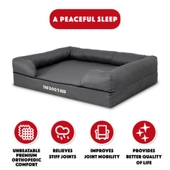 The Dog’s Bed Orthopaedic Memory Foam Dog Bed with Bolster & Enhanced Support, Waterproof, Supportive Dog Bed with Replaceable Covers, Veterinary Approved (Grey with Black Trim)