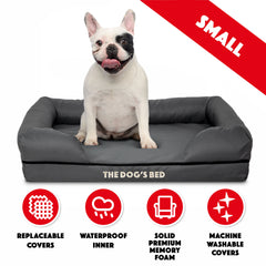 The Dog’s Bed Orthopaedic Memory Foam Dog Bed with Bolster & Enhanced Support, Waterproof, Supportive Dog Bed with Replaceable Covers, Veterinary Approved (Grey with Black Trim)