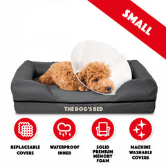The Dog’s Bed Orthopaedic Memory Foam Dog Bed with Bolster & Enhanced Support, Waterproof, Supportive Dog Bed with Replaceable Covers, Veterinary Approved (Grey with Black Trim)