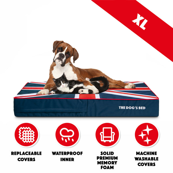 Replacement Outer Cover (No Mattress) for The Dog's Bed Orthopaedic, Veterinary Approved (Central UK Flag)