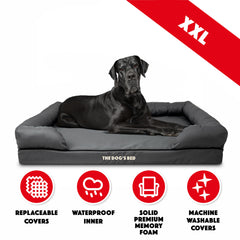 The Dog’s Bed Orthopaedic Memory Foam Dog Bed with Bolster & Enhanced Support, Waterproof, Supportive Dog Bed with Replaceable Covers, Veterinary Approved (Grey with Black Trim)