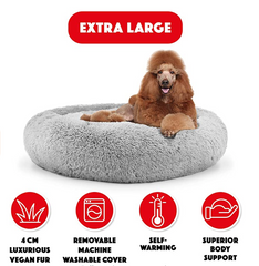 The Dog’s Bed Sound Sleep Nest Bed, Donut Dog Bed, Supportive Dog Bed Covers, Veterinary Approved (Ice White)