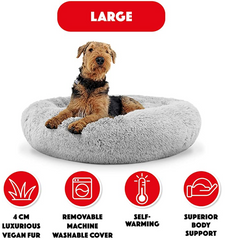 The Dog’s Bed Sound Sleep Nest Bed, Donut Dog Bed, Supportive Dog Bed Covers, Veterinary Approved (Ice White)