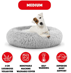 The Dog’s Bed Sound Sleep Nest Bed, Donut Dog Bed, Supportive Dog Bed Covers, Veterinary Approved (Ice White)