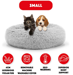 The Dog’s Bed Sound Sleep Nest Bed, Donut Dog Bed, Supportive Dog Bed Covers, Veterinary Approved (Ice White)