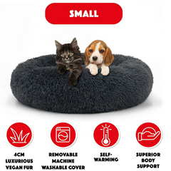 The Dog’s Bed Sound Sleep Nest Bed, Donut Dog Bed, Supportive Dog Bed Covers, Veterinary Approved (Dark Grey)