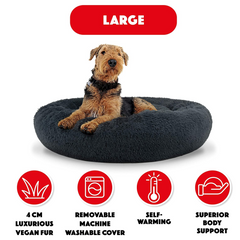The Dog’s Bed Sound Sleep Nest Bed, Donut Dog Bed, Supportive Dog Bed Covers, Veterinary Approved (Dark Grey)
