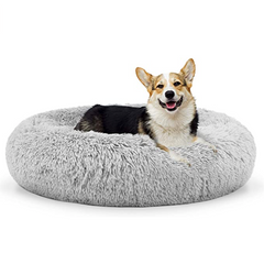 The Dog’s Bed Sound Sleep Nest Bed, Donut Dog Bed (Ice White)