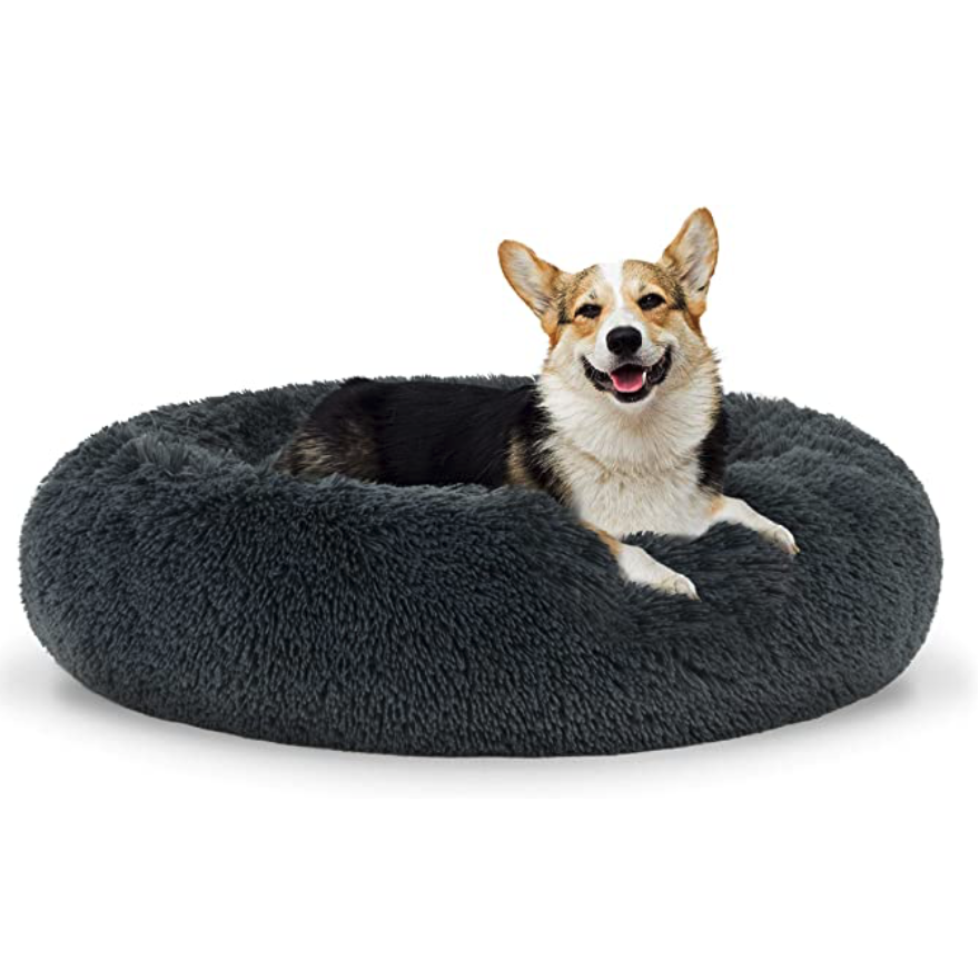 The Dog’s Bed Sound Sleep Nest Bed, Donut Dog Bed, Supportive Dog Bed Covers, Veterinary Approved (Dark Grey)