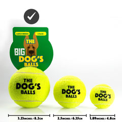The Big Dog's Balls - 3 Strong Large Dog Tennis Balls