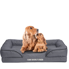 The Dog’s Bed Orthopaedic Egg Crate Foam Dog Bed with Standard Support with Bolster (Grey with Black Trim)