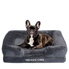 The Dog’s Bed Orthopaedic Egg Crate Foam Dog Bed with Standard Support with Bolster (Grey Plush)