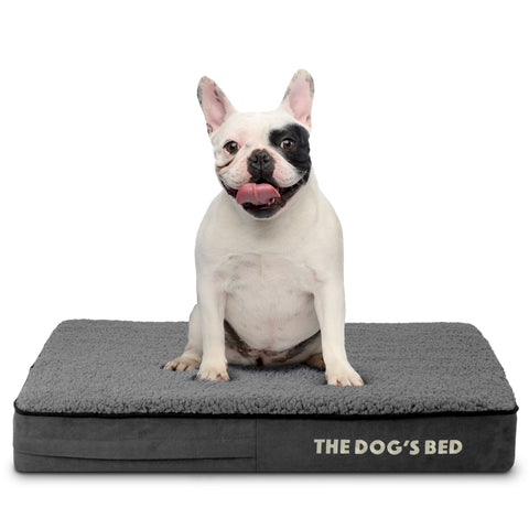 The Dog’s Bed Orthopaedic Memory Foam Dog Bed, Waterproof Washable Cover, Anti-Slip Base, Calming Surface – CertiPUR-Certified Foam, Grey Plush