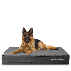 The Dog’s Bed Orthopaedic Memory Foam Dog Bed, Waterproof Washable Cover, Anti-Slip Base, Calming Surface – CertiPUR-Certified Foam, Grey Plush