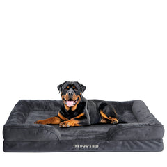 The Dog’s Bed Orthopaedic Egg Crate Foam Dog Bed with Standard Support with Bolster (Grey Plush)