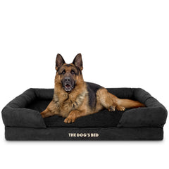 The Dog’s Bed Orthopaedic Memory Foam Dog Bed with Bolster & Enhanced Support, Waterproof, Supportive Dog Bed with Replaceable Covers, Veterinary Approved (Black Plush)
