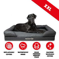 The Dog’s Bed Orthopaedic Mattress Bed with Bolster (Grey with Black Trim)