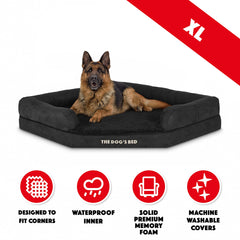 The Dog’s Bed Orthopaedic Dog Corner Bolster Bed, Memory Foam S-XXXL, Waterproof, Dog Pain Relief for Arthritis, Hip & Elbow Dysplasia, Post Surgery, Lameness, Washable Cover