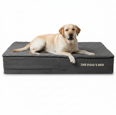 The Dog’s Bed Orthopaedic Memory Foam Dog Bed, Waterproof Washable Cover, Anti-Slip Base, Calming Surface – CertiPUR-Certified Foam, Grey Plush
