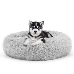 The Dog’s Bed Sound Sleep Nest Bed, Donut Dog Bed (Ice White)