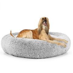 The Dog’s Bed Sound Sleep Nest Bed, Donut Dog Bed (Ice White)